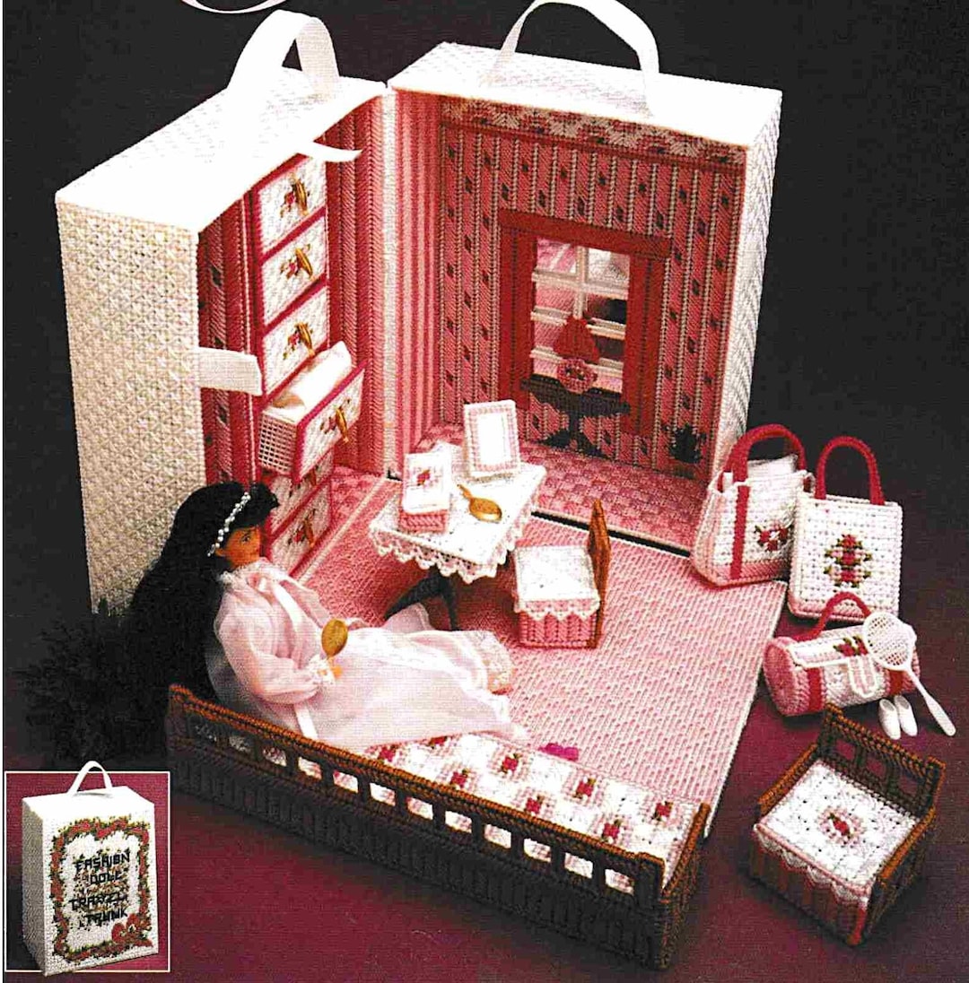 Plastic Canvas Barbie Furniture Pattern PDF Fashion Doll House Travel