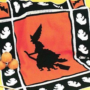 Halloween Crochet Patterns PDF Download, Crochet Afghan Pattern, Witch Halloween Home Decor, Crochet Pattern, Throw Blanket