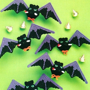 Plastic Canvas Halloween Pattern Book PDF Bat Kisses Vintage Crafts Leaflet Instant Digital Download Now, Squeezums