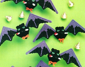 Plastic Canvas Halloween Pattern Book PDF Bat Kisses Vintage Crafts Leaflet Instant Digital Download Now, Squeezums