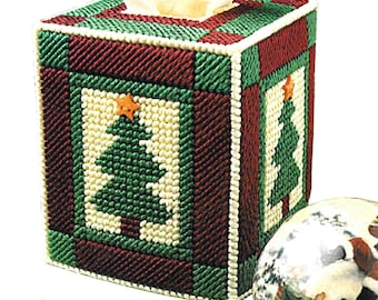 Christmas Plastic Canvas Tissue Box Cover Pattern Book PDF Easy Holiday Cover Vintage Crafts Leaflet Instant Digital Download Now