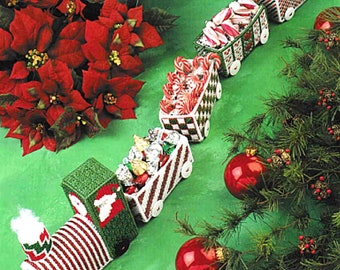 Plastic Canvas Christmas Patterns PDF Download. Santa Train, Holiday, Christmas Baskets, Candy Christmas Train, Tabletop