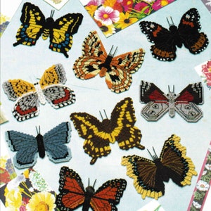 Vintage Plastic Canvas Patterns PDF, Crafts Pattern Instant Digital Download, Butterfly Magnets DIY Plastic Canvas Butterfly Magnet Fridgies