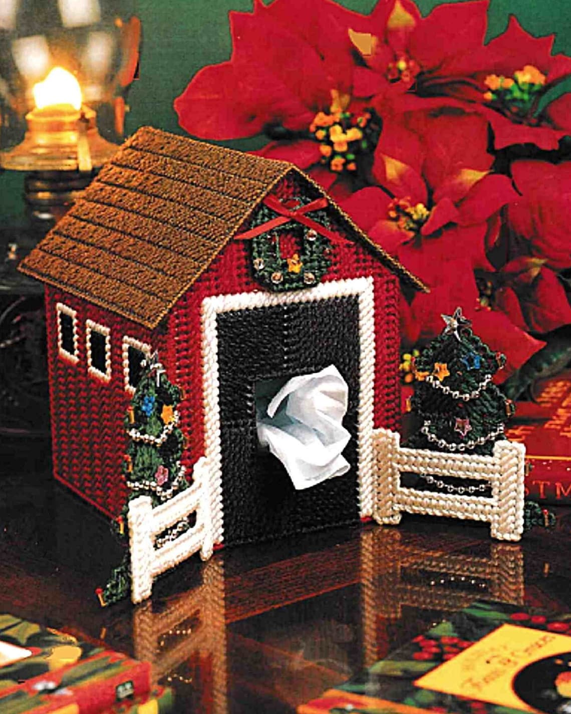 Christmas Plastic Canvas Tissue Box Cover Pattern Book PDF Covered