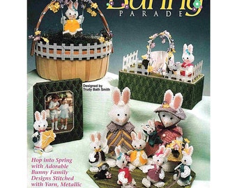 Easter Plastic Canvas Patterns PDF Instant Download. Easter Bunny Basket, Photo Frame, Rabbit Centerpiece, Bunny Doll Plant Pokes
