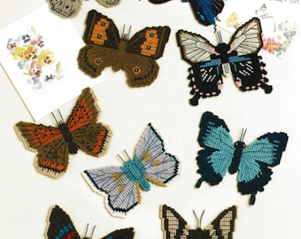 Butterfly Magnets Plastic Canvas Patterns PDF, Vintage Crafts Pattern Digital Download, Plastic Canvas Butterfly Magnet 10-mesh