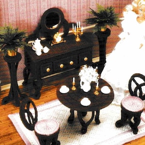 Plastic Canvas Barbie Furniture Pattern PDF Fashion Doll House Victorian Dining Room Set Table Vintage Craft Book Instant Download 7-count