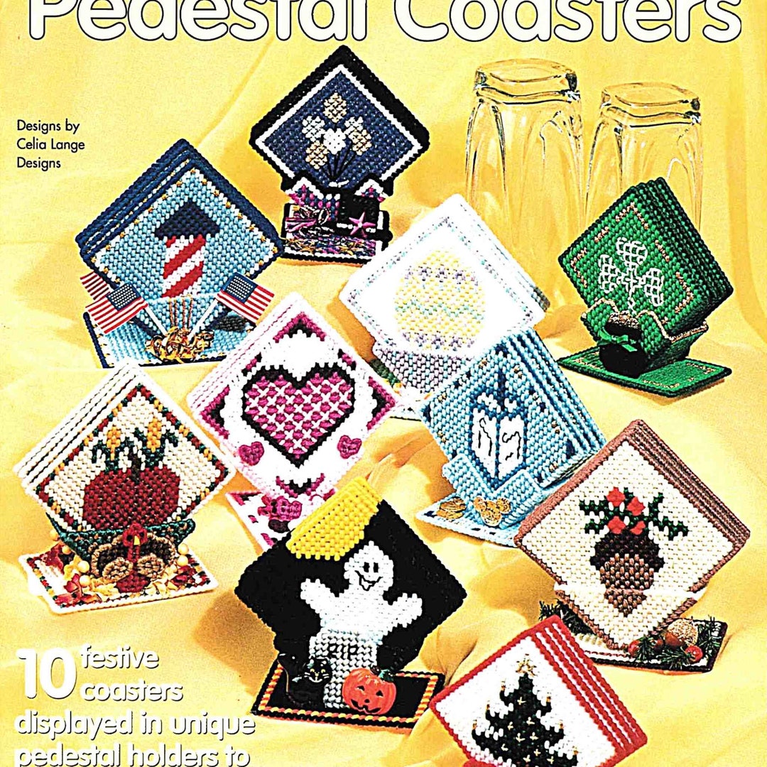 Printable Coaster Patterns.pdf Plastic Canvas Pattern PDF, Holiday Coasters, Vintage Crafts Book ...