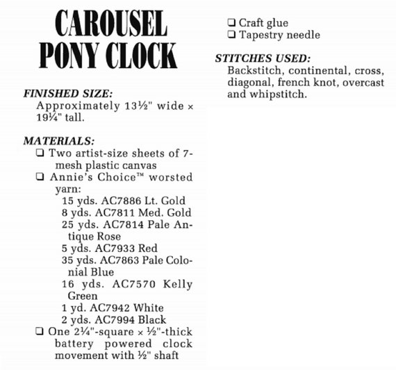 Plastic Canvas Patterns PDF Instant Download DIY baby plastic canvas clock Carousel Pony Clock Baby Shower Newborn Nursery Pattern