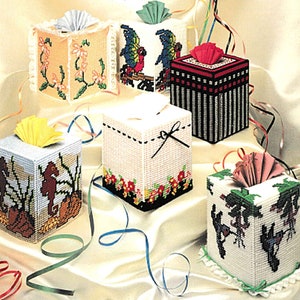 SALE! Plastic Canvas Patterns PDF Tissue Box Collection Instant Download. Seahorse, hummingbird, parrot, floral Tissue Box Covers.