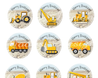 Construction Cupcake Wrapper and Cupcake Toppers, Dumptruck, Birthday Cupcake Wrapper and Topper, Construction, Dumptruck, Backhoe, digital