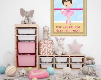 Ballerina wall art, Ballerina motivational little girl customizable wall decor Canva template poster digital download, customizable download