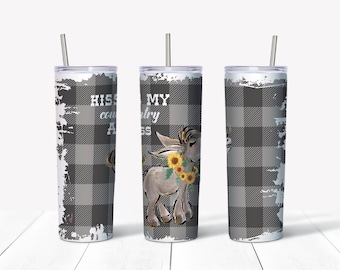 Kiss My Country Ass, Black and white plaid, Donkey, 20oz Skinny Tumbler, Sublimation Designs, Digital Download for sublimation svg, Patriot