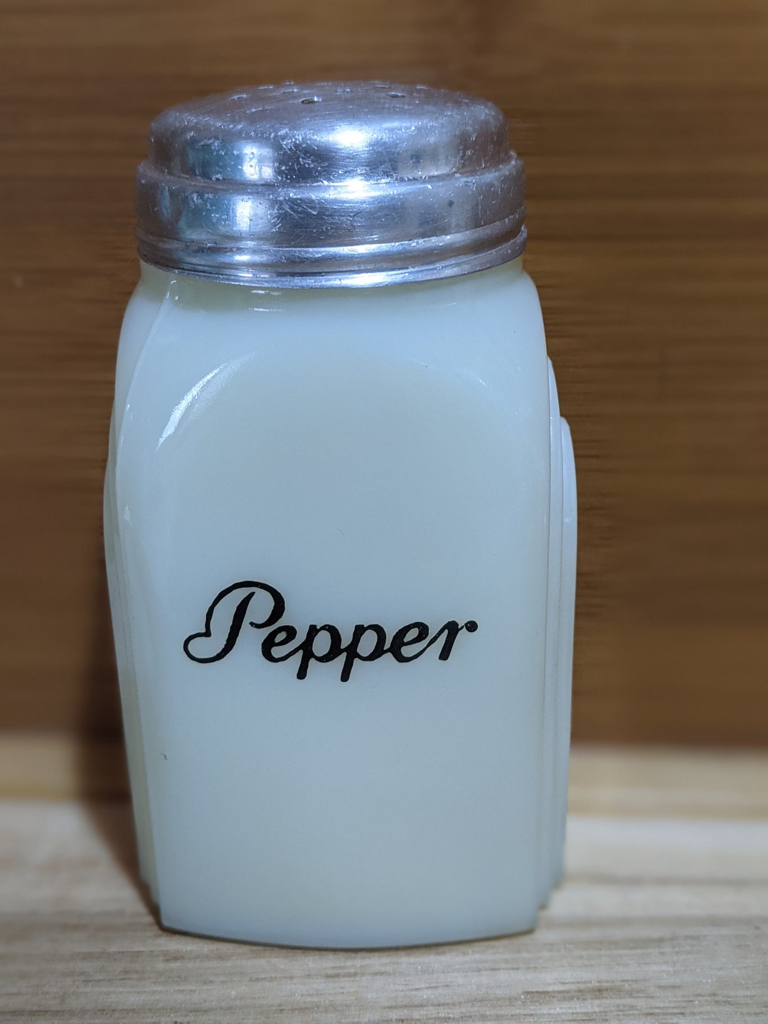 Vintage Mckee Custard Roman Arch Pepper Shaker With Black Etsy