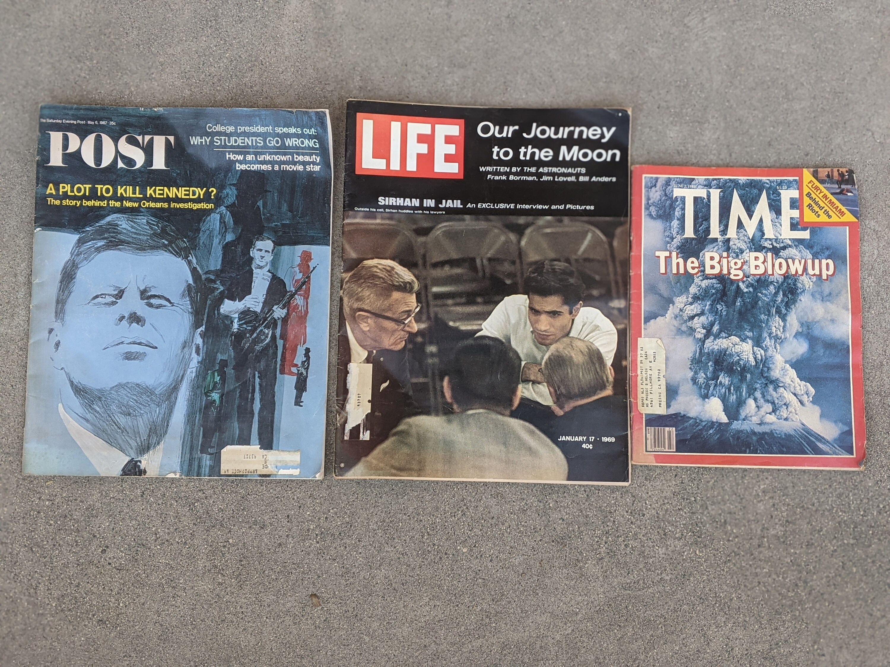 Three Vintage collectible Magazines Time 1980 Life 1969 and Saturday Evening Post 1967