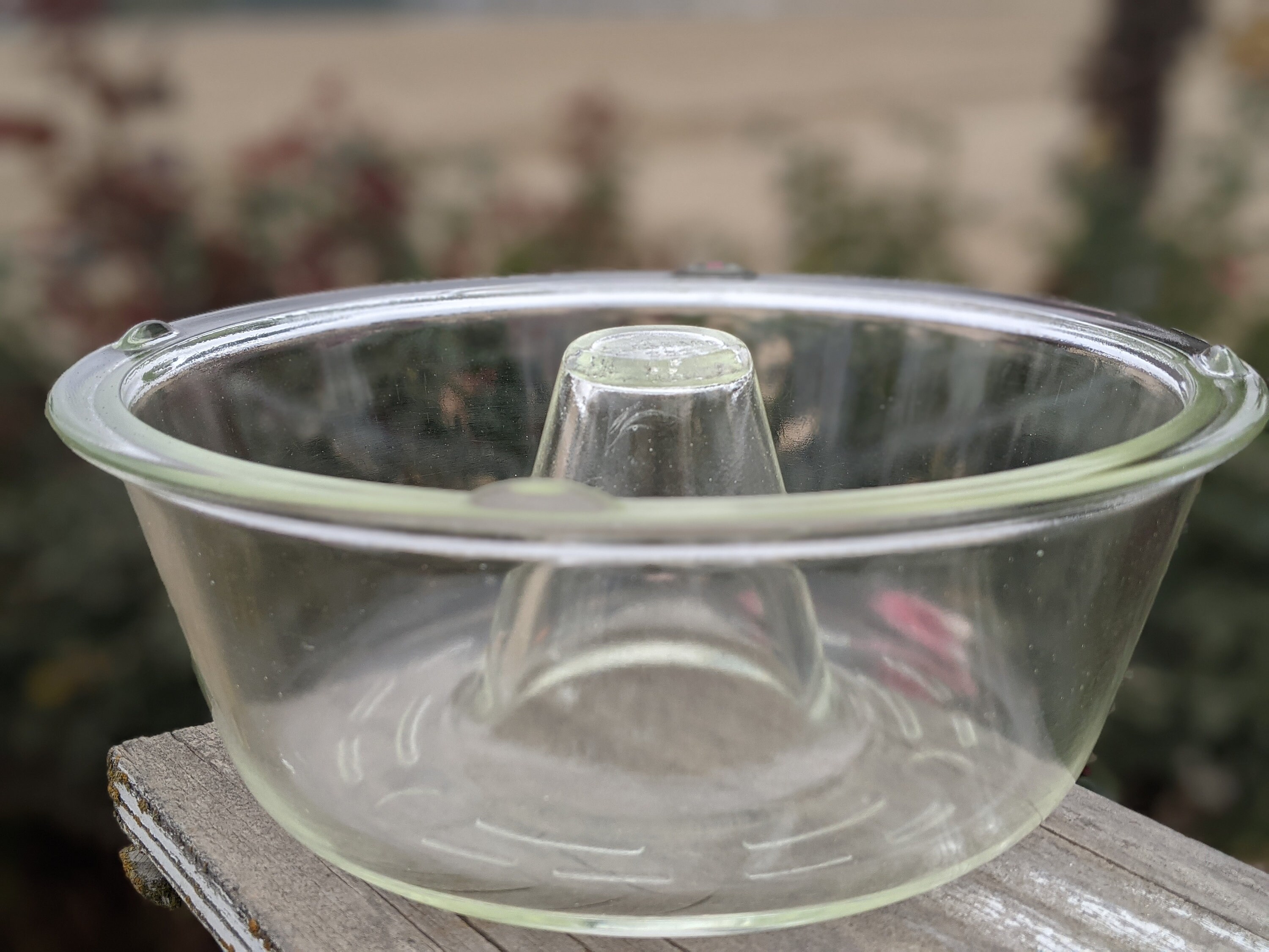 Vintage Glasbake Clear Glass Tube Bundt Cake Pan Angel Food Baking Dish