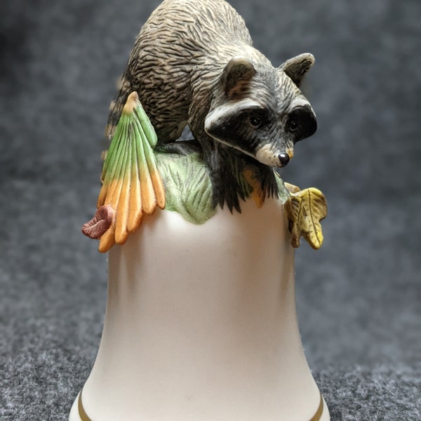 Vintage Collectible  Baby Racoon by Peter Barrett Fine Porcelain Bell 1983