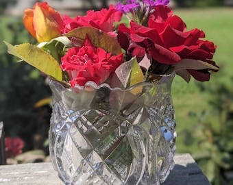 Purple Tint Vintage pressed Glass Rose Bowl/Vase