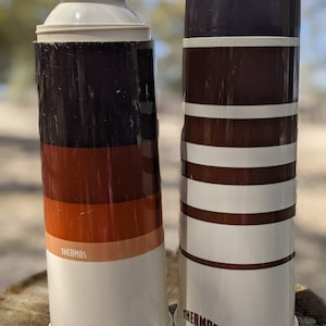 Vintage 70&#39;s Horizontal Striped Thermos Large Thermos