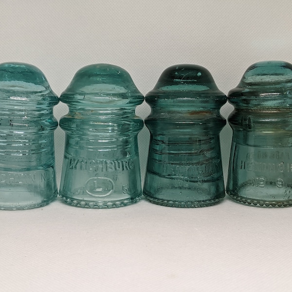 Antique glass Insulators Aqua CD 106 Hemingray Lynchburg and McLaughlin