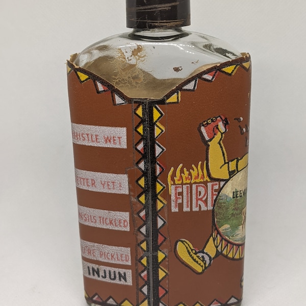 Vintage Vintage Fire Water Whiskey Flask Drunk Indian Souvenir LEEVINING, CA