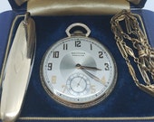 Vintage American Waltham Premier Pocket Watch with Fob, Fob Knife and Premier Waltham Presentation Case