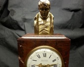 French Mantel Clock Marble and Bronze Paul Garnier with H Muller Bronze of Napoleon