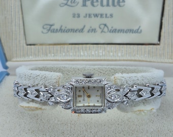 Vintage 1964 Bulova La Petite 14kt Diamond Cocktail Watch COA Serviced