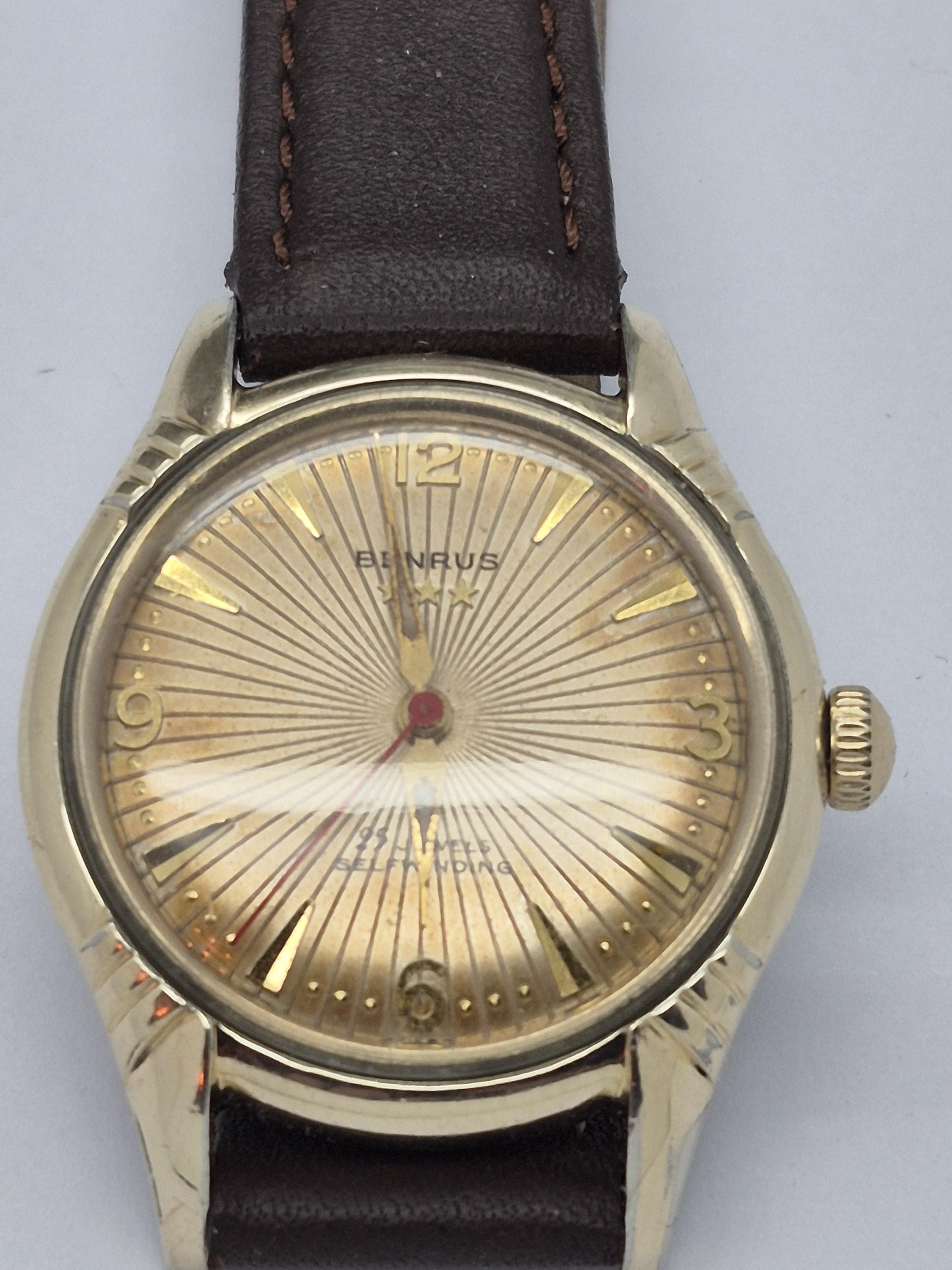 Graco Company 60 Year Anniversary Black Leather Wrist Watch Vintage *Benrus*READ 1960 main image 4