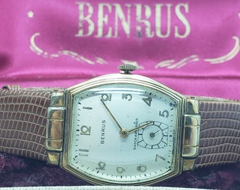 Vintage Benrus Deco Hooded Men's Wristwatch, COA Serviced with Presentation Case