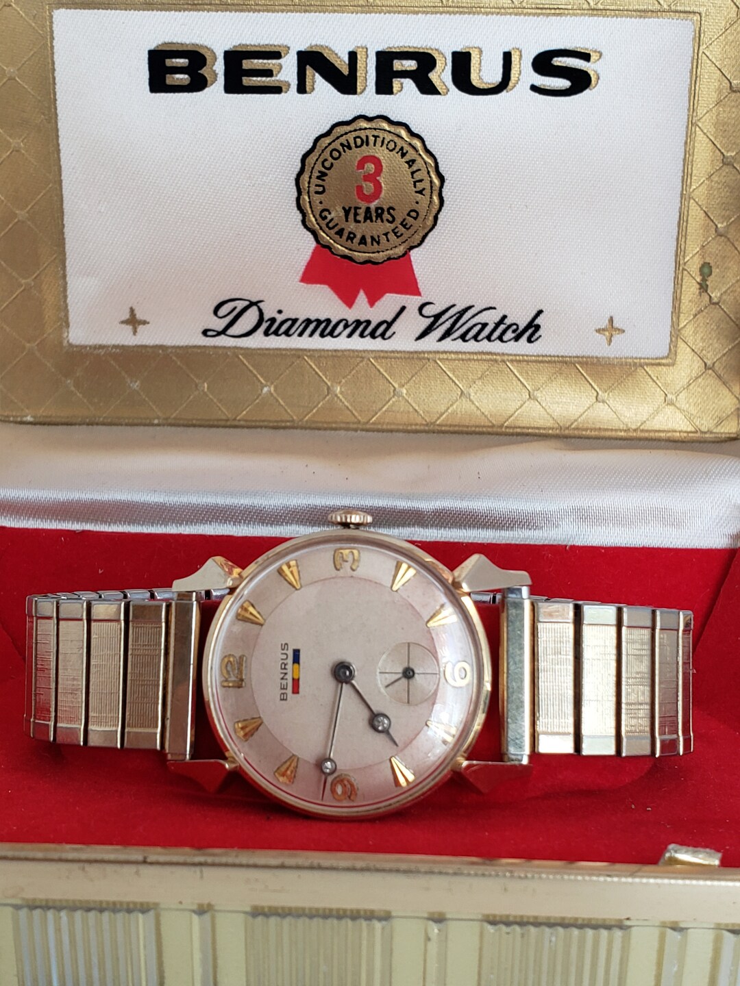 Vintage Benrus 14k Gold Watch and Diamond Hands With Benrus