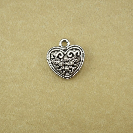 Tibetan Alloy Pendant ALWAYS IN MY HEART Charm Double sided Heart Antique Silver