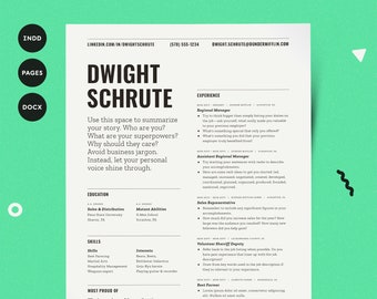 Modern Resume Template | Pages, Word, InDesign (Digital Download)