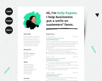Resume with Photo Template | Marketing Resume | Social Media Resume | CV Template | CV Template Photo | CV with Photo | cv template pages