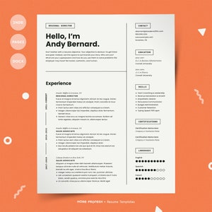 Minimalist Resume Template for Pages, Word, InDesign (Digital Download)