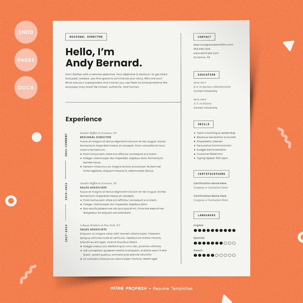 Resume for Mac | Pages Resume | Resume for Pages | CV Template Mac | Simple Resume Template | Minimalist Resume | Resume Template Mac