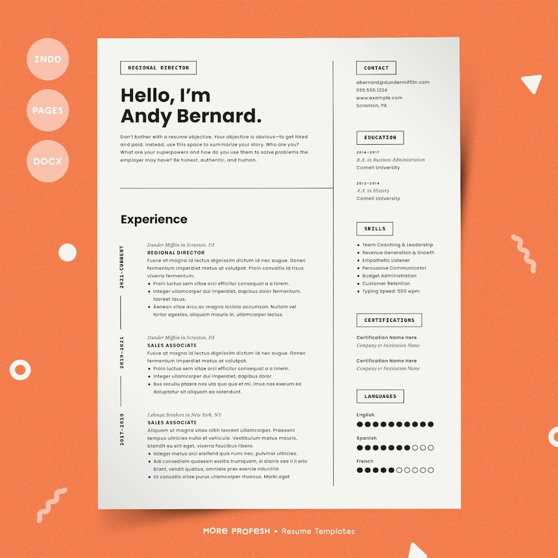 Minimalist Resume Template for Pages, Word, InDesign (Digital Download) image 1