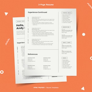 Minimalist Resume Template for Pages, Word, InDesign (Digital Download) image 2