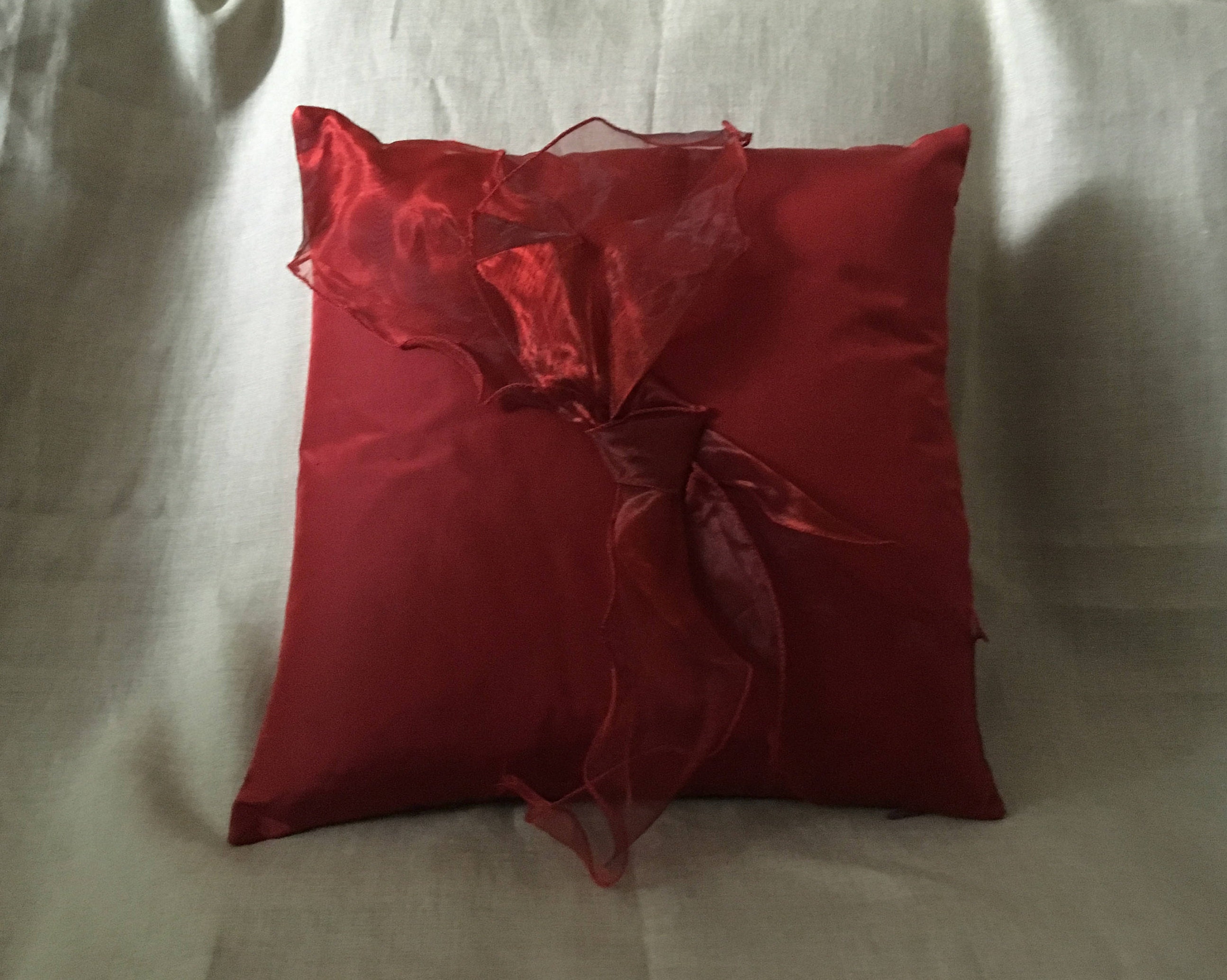 Luxury Silk Red Cushion Cover with Organza Red Bow/ Square Etsy
