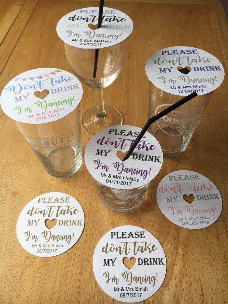 X50 Dont take my drink toppers with straw hole, coasters, single use …
