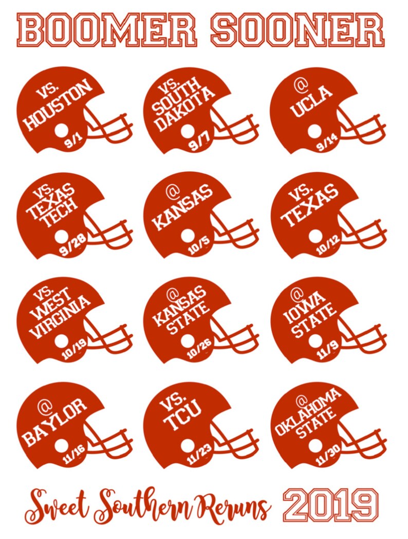 OKLAHOMA SOONERS FOOTBALL planner stickers for 2020 season Etsy