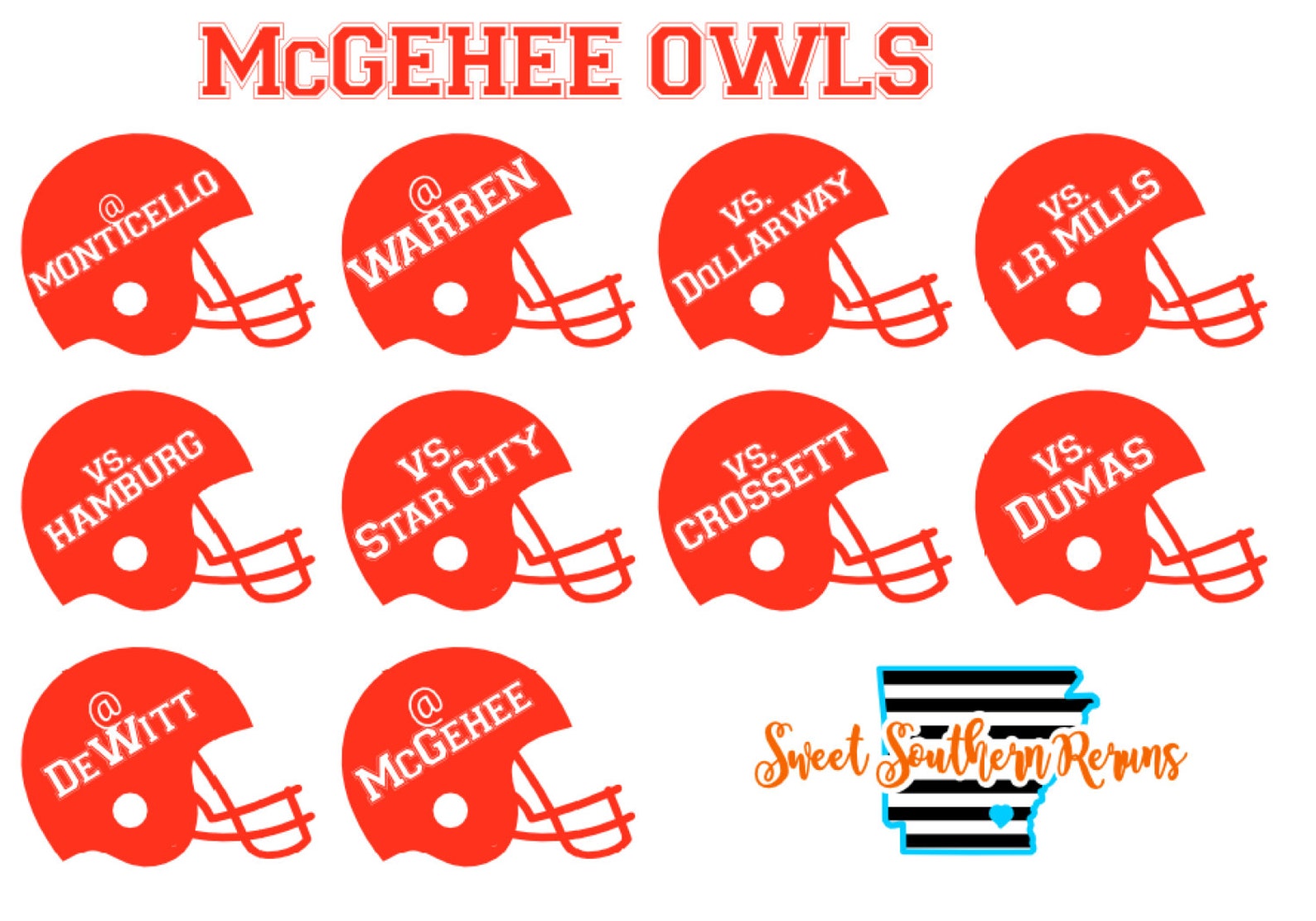 MCGEHEE OWLS FOOTBALL 2020 season helmet planner stickers Etsy