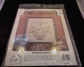 Sweet Somethings Candlestitch Wedding Basket, NIP