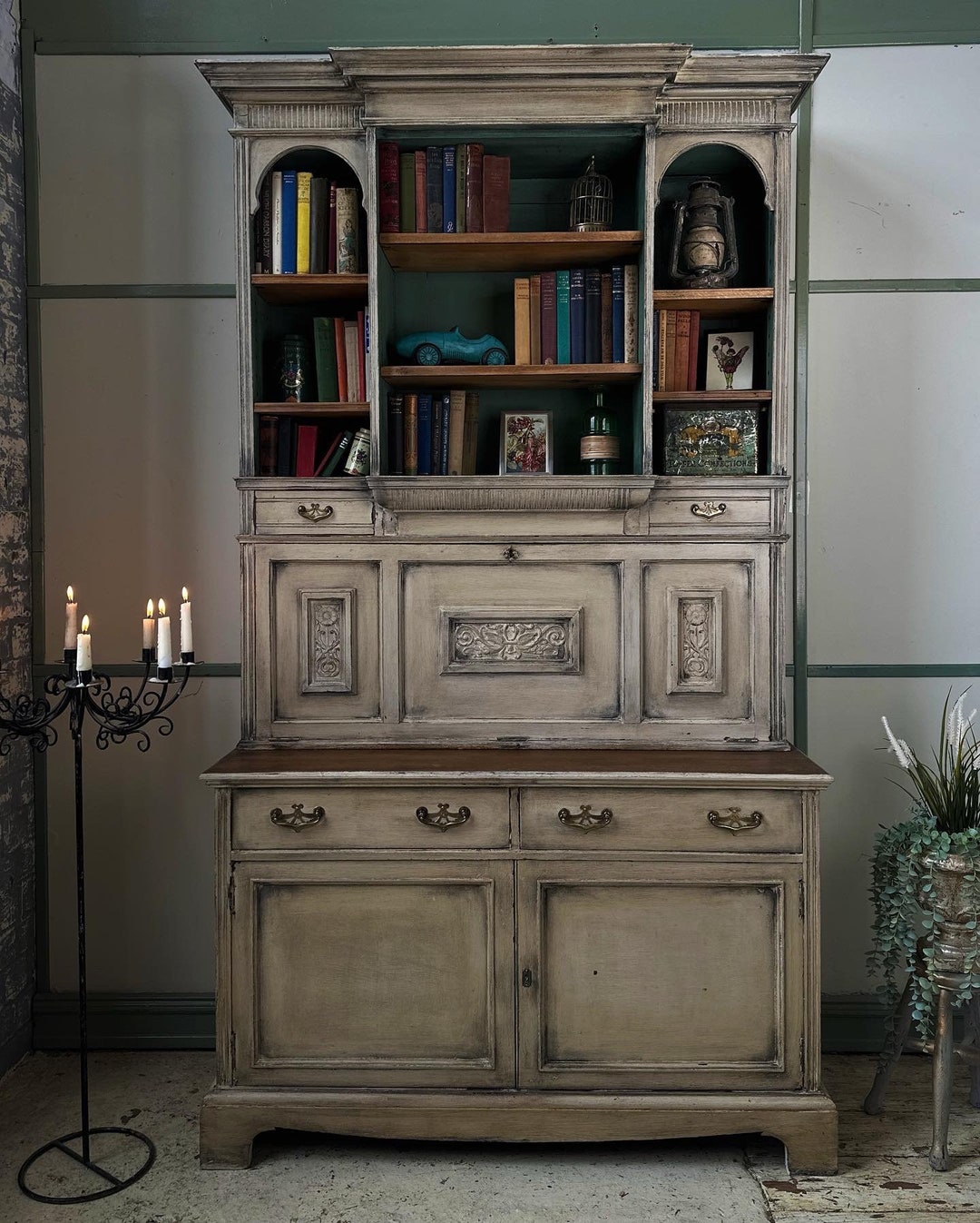 French Style Bookcase Bureau Display Painted Etsy UK