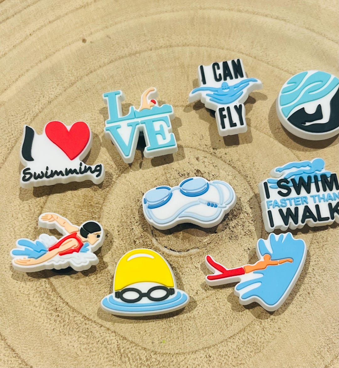 Swimming Croc Charms: Shoe Clip Accessories, Swimmer Gifts (9-pack) - Etsy