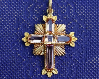 SOLD Georgian Jewelry — c. 1810-20 Georgian Regency 18k Gold Topaz Cross Pendant | Georgian Topaz Georgian Pendant Jane Austen Topaz