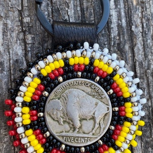 Native Key Chain Beaded Native Keychain, Beaded Native Key Chain, Buffalo Nickel ...