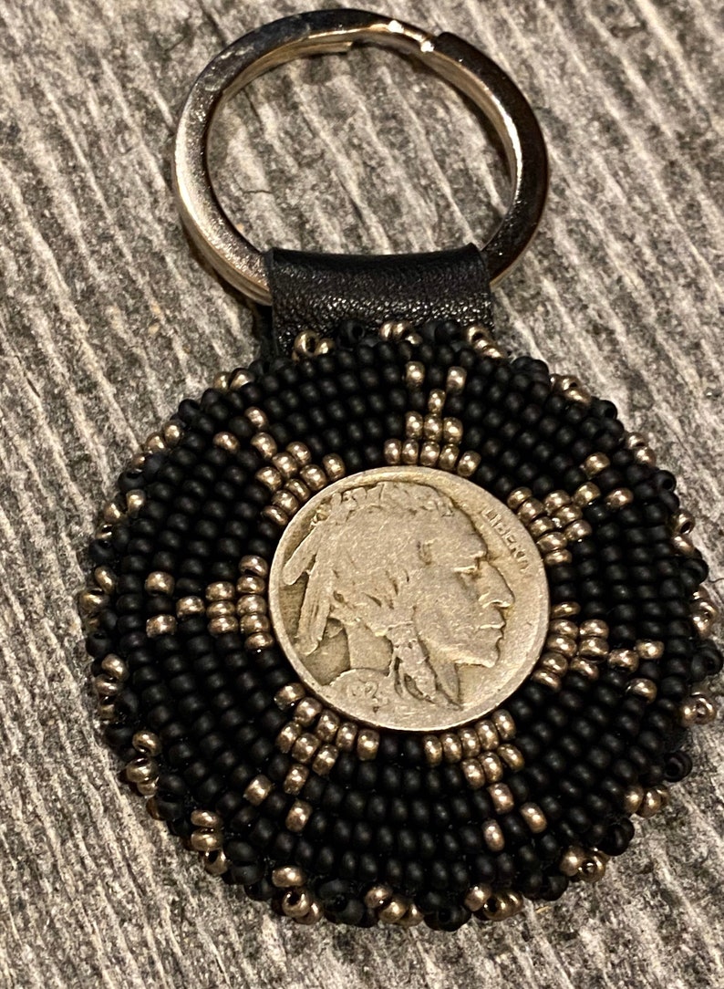 Beaded Native Keychain Beaded Native Key Chain Buffalo Etsy