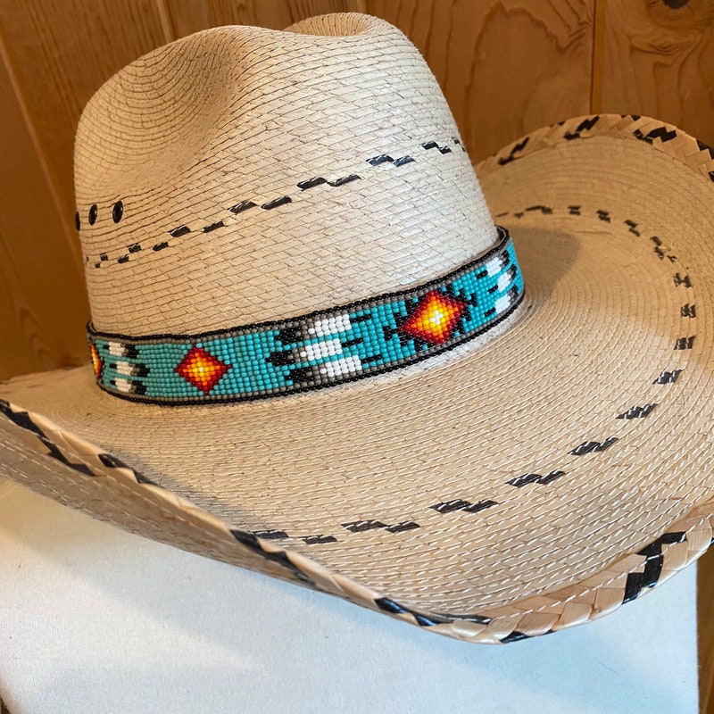 New ! Santa Fe Western Beaded Hat Band main image 1