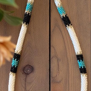 Turquoise green & silver round beaded hat band
